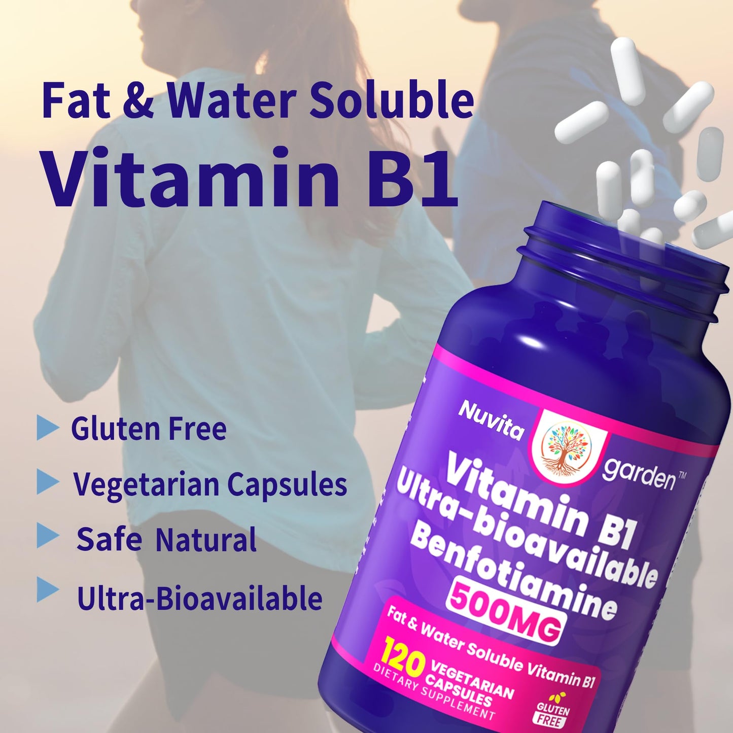 Suplemento vitamina B1 biodisponible NoMiLu 120 cápsulas