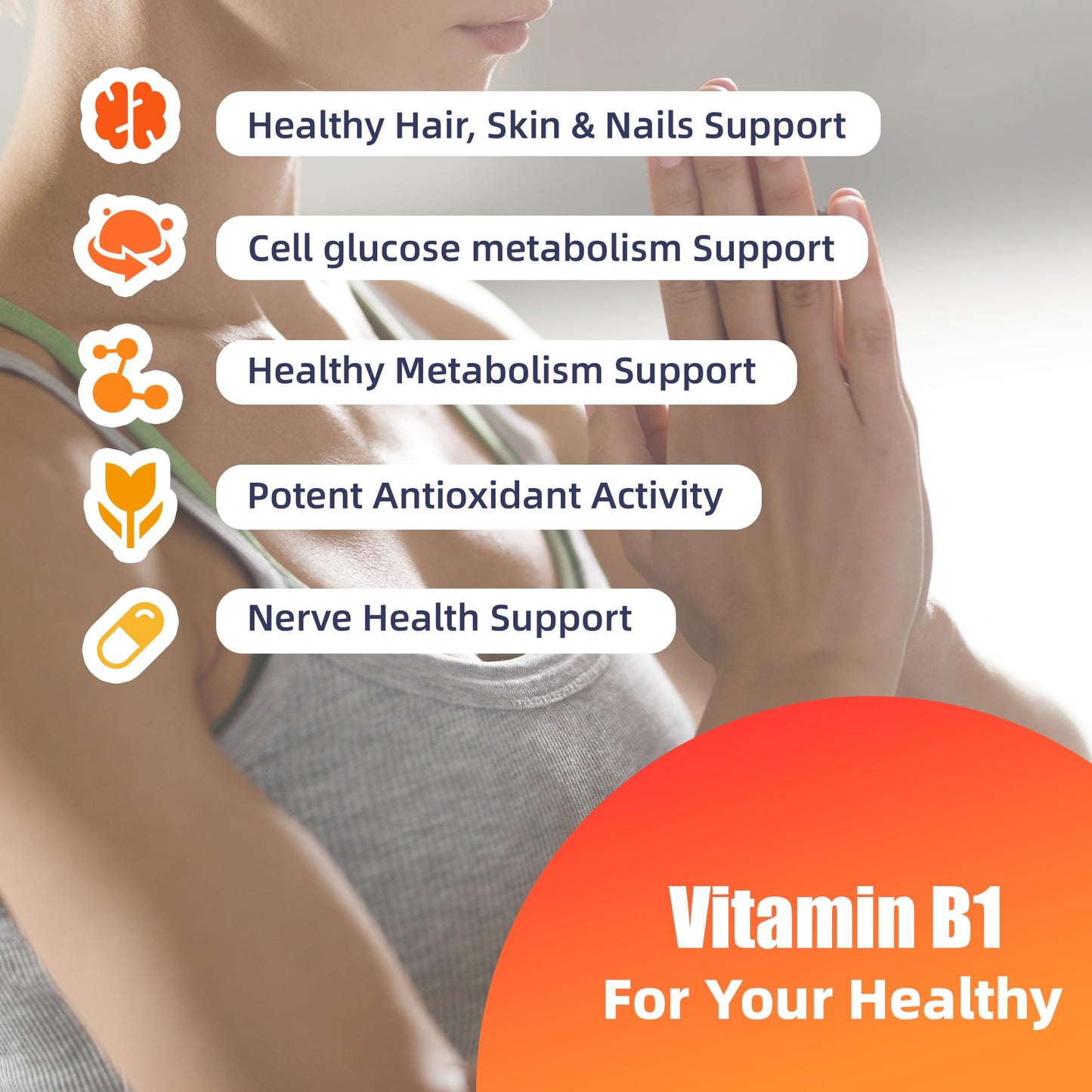 Suplemento vitamina B1 en cápsulas para salud y energía NoMiLu