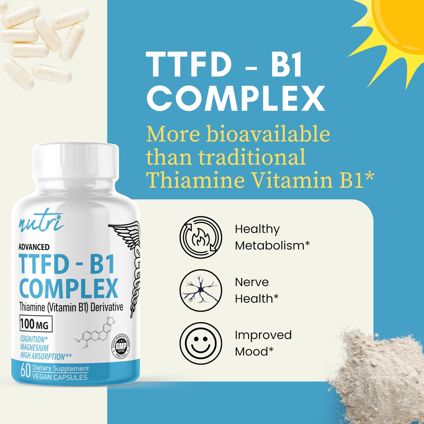 Suplemento vitamina B1 y magnesio Nature's Fusions