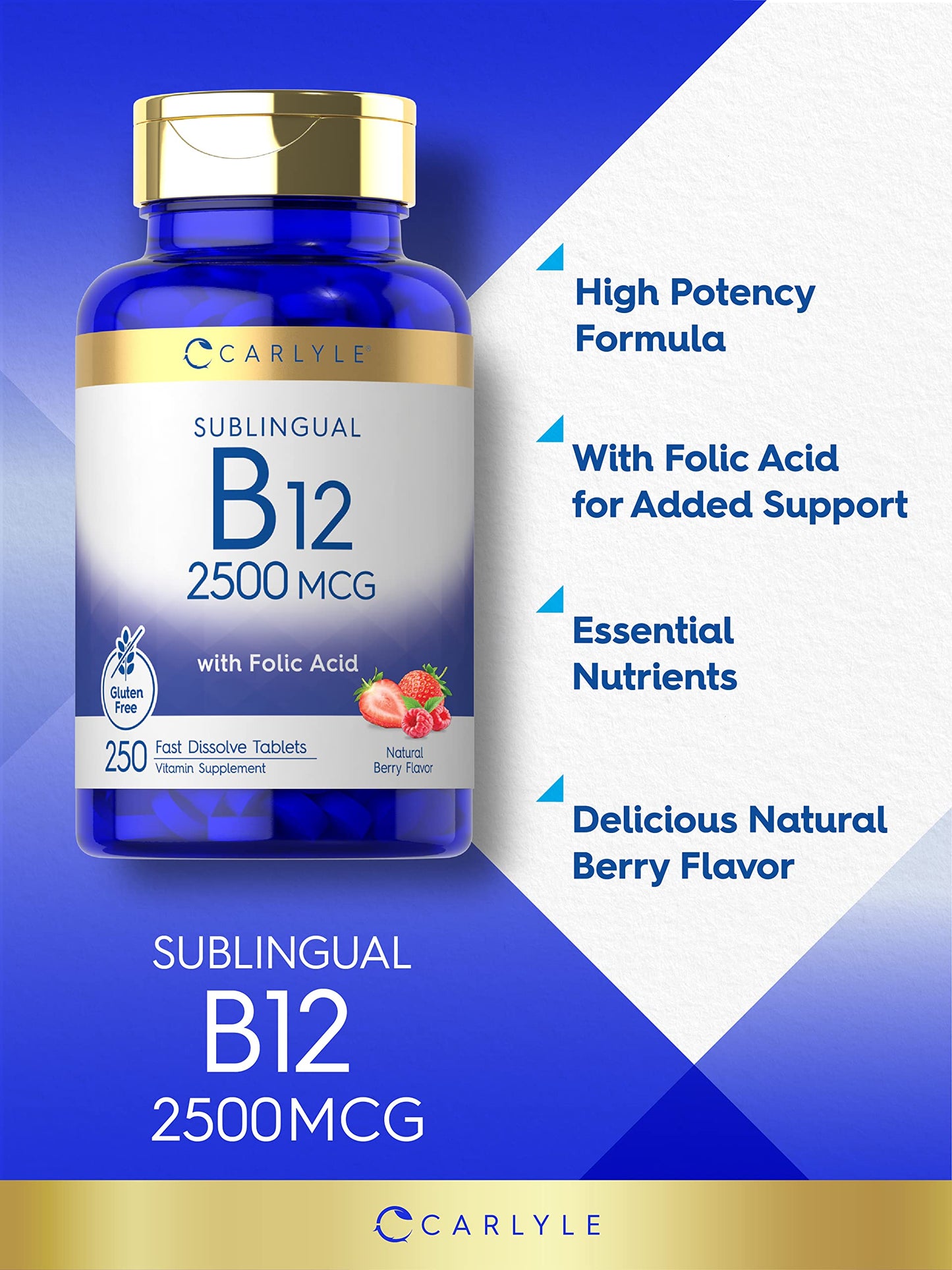 Suplemento vitamina B12 y ácido fólico para adultos Carlyle