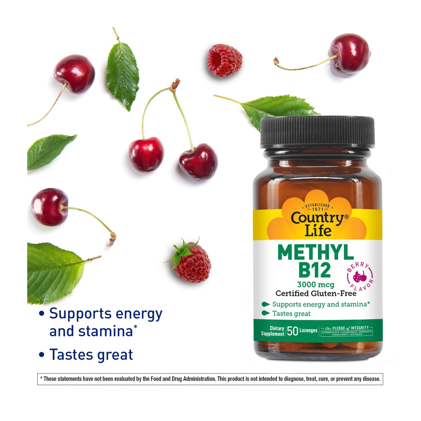 Suplemento vitamina B12 metilcobalamina en pastillas Country Life