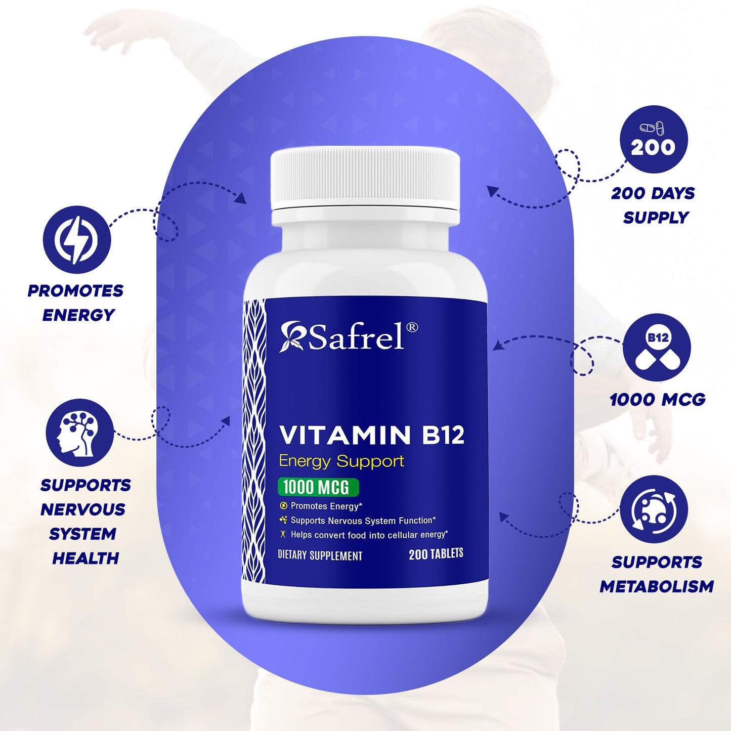 Suplemento vitamina B12 Safrel para energía