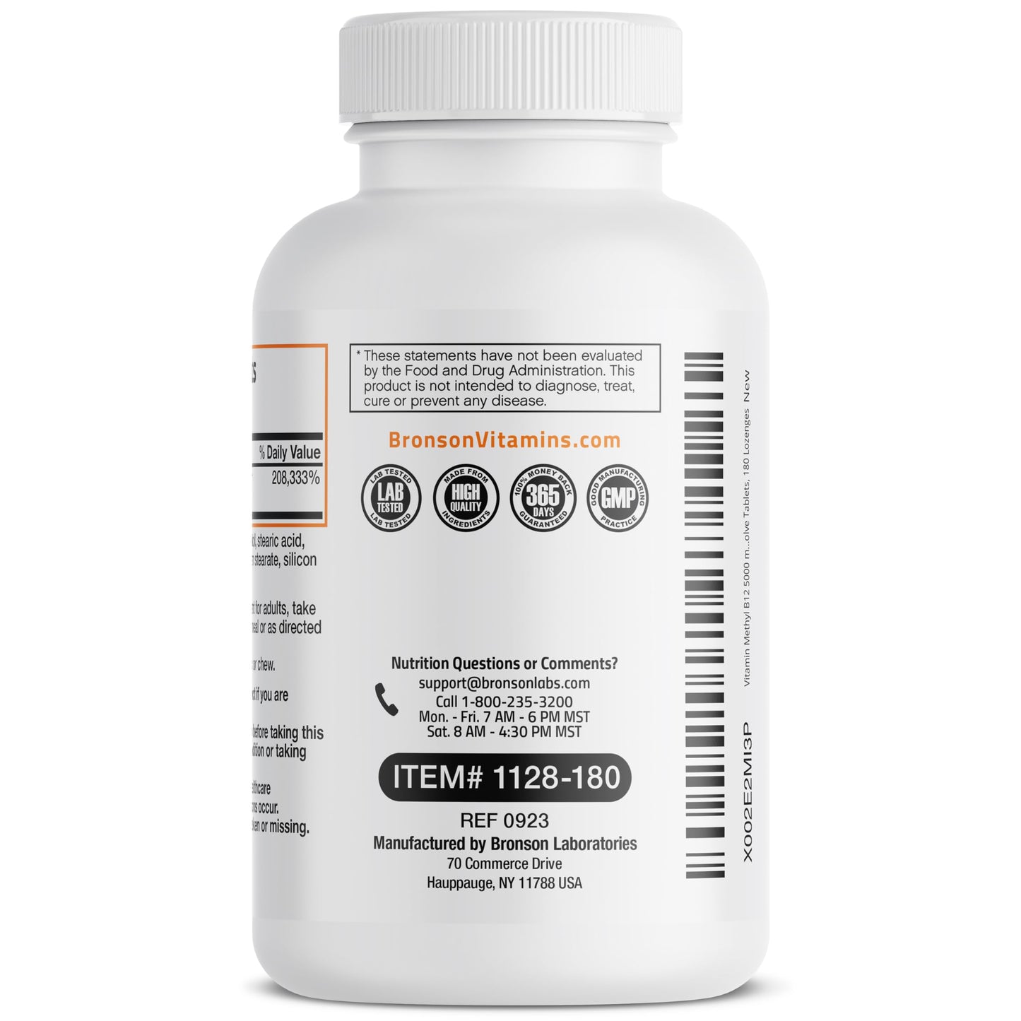 Suplemento vitamina B12 sin OGM laboratorio Bronson