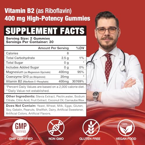 Suplemento de Vitamina B2 en gominolas sin azúcar