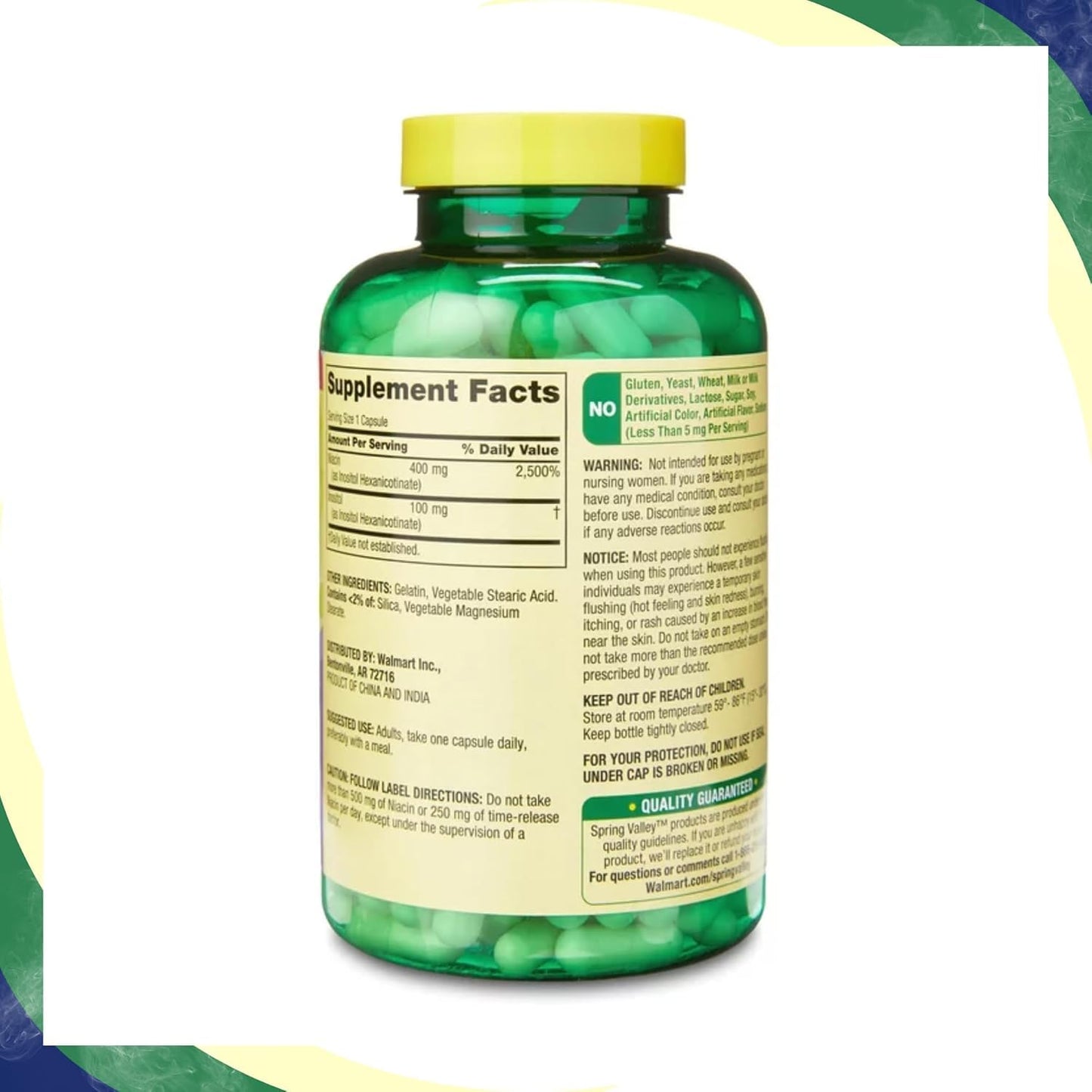 Suplemento dietético vitamina b3 niacina cápsulas de 500 mg sin rubor