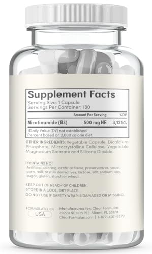 Suplemento vitamina B3 nicotinamida ClearFormulas