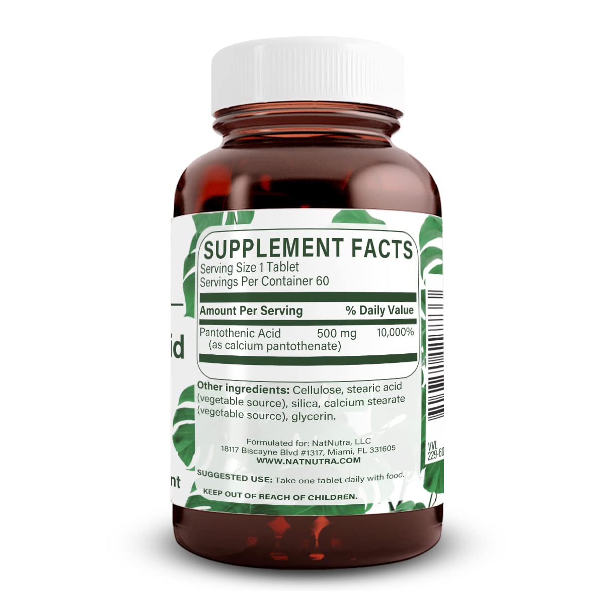 Suplemento vitamina B5 ácido pantoténico para metabolismo y energía