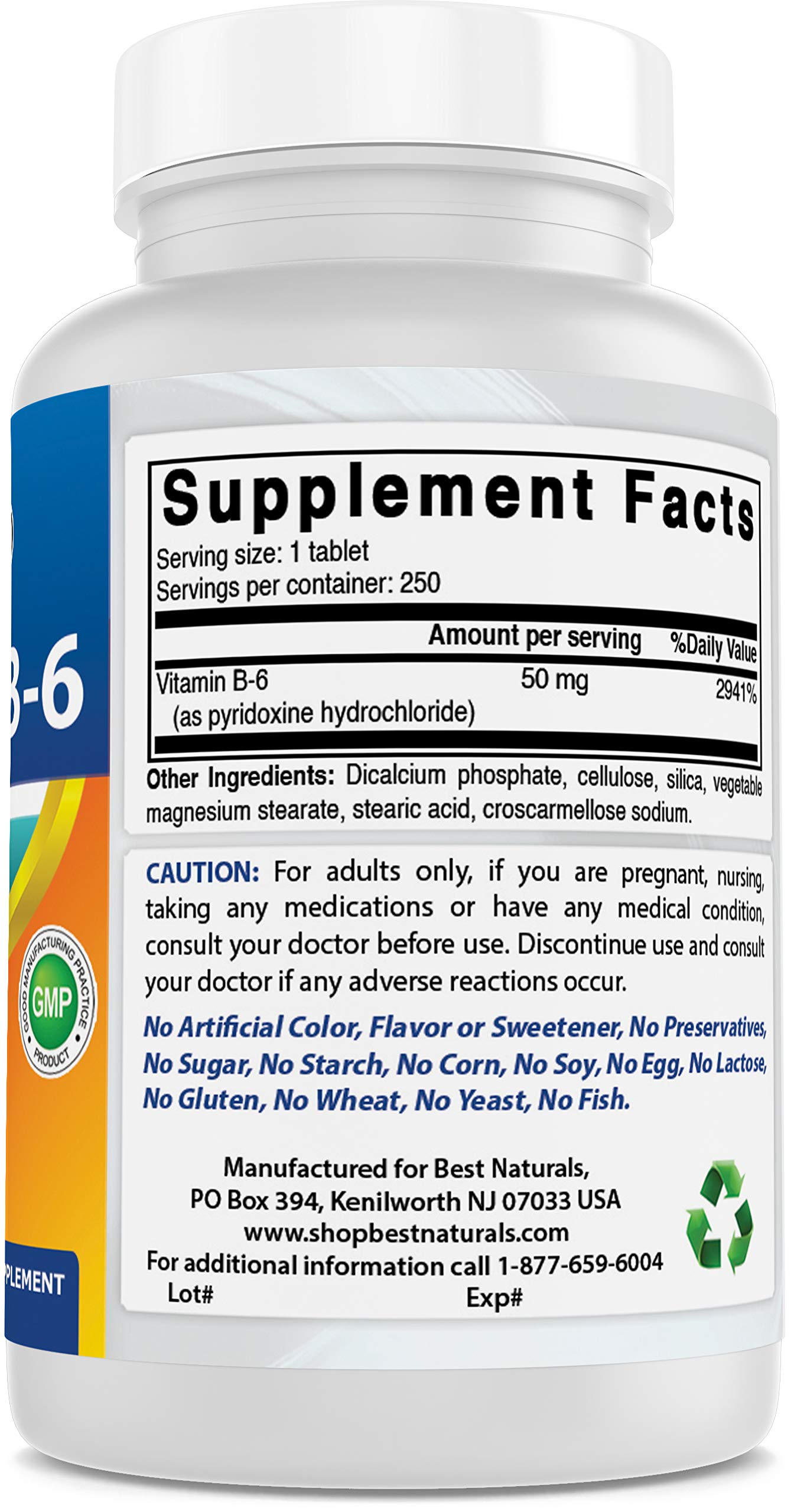 Suplemento de Vitamina B6 fabricado en EE. UU.