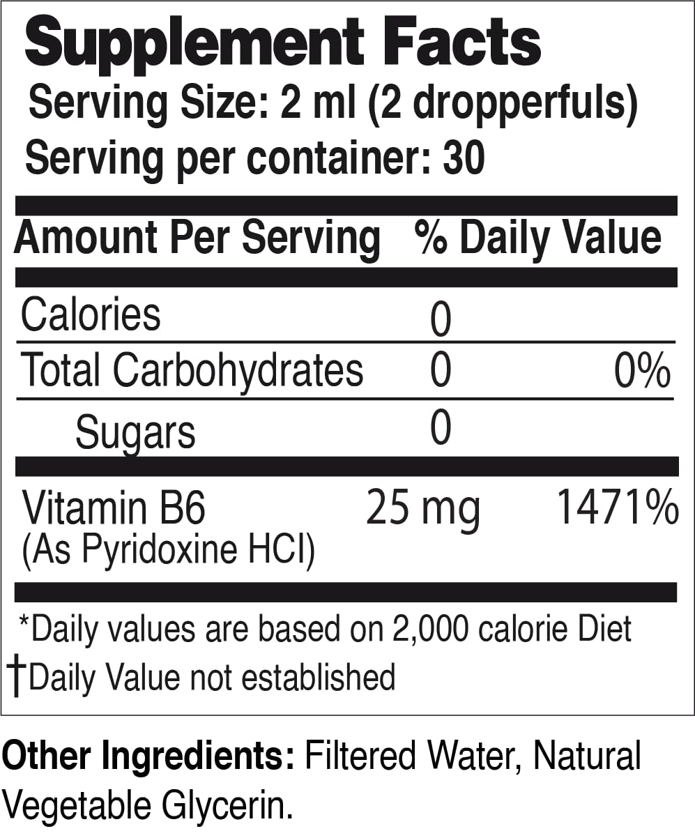 Suplemento vitamina b6 líquido azul Life Solutions 2 oz para salud femenina