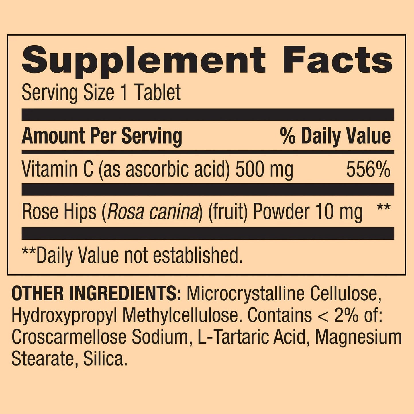 Suplemento vitamina c 500 mg Spring Valley con rosa mosqueta