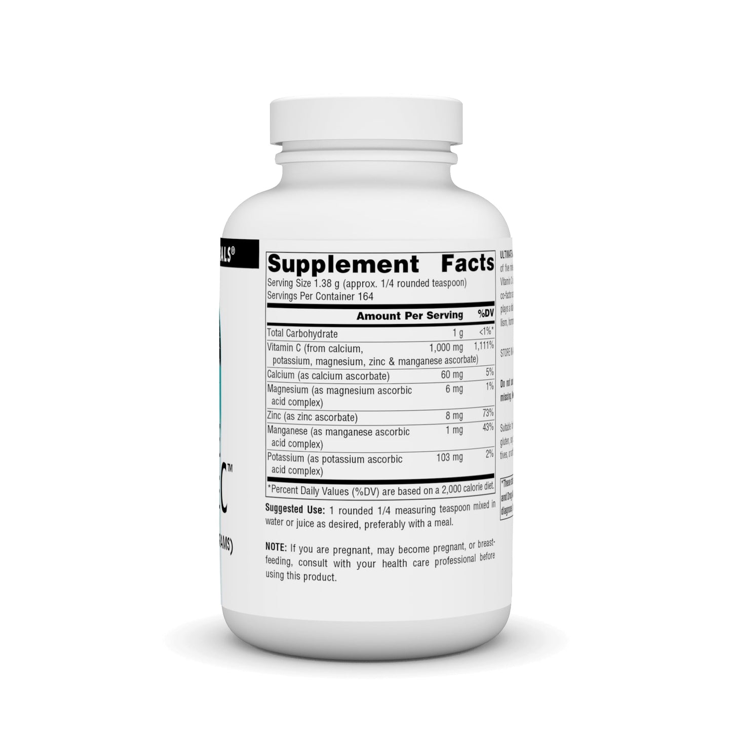 Suplemento vitamina c Source Naturals 1000 mg polvo envase frontal