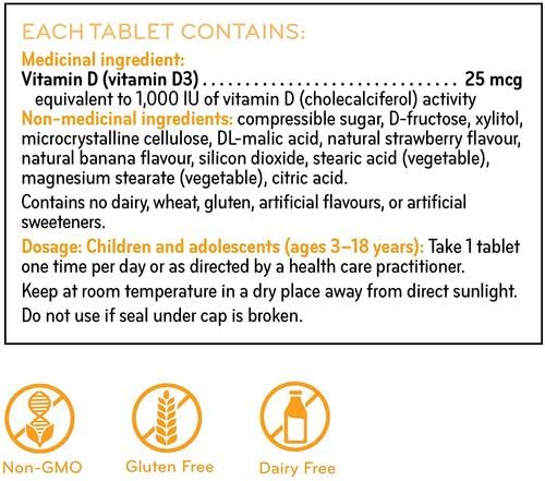 Suplemento de vitamina D SISU para niños 1000UI 90 cápsulas