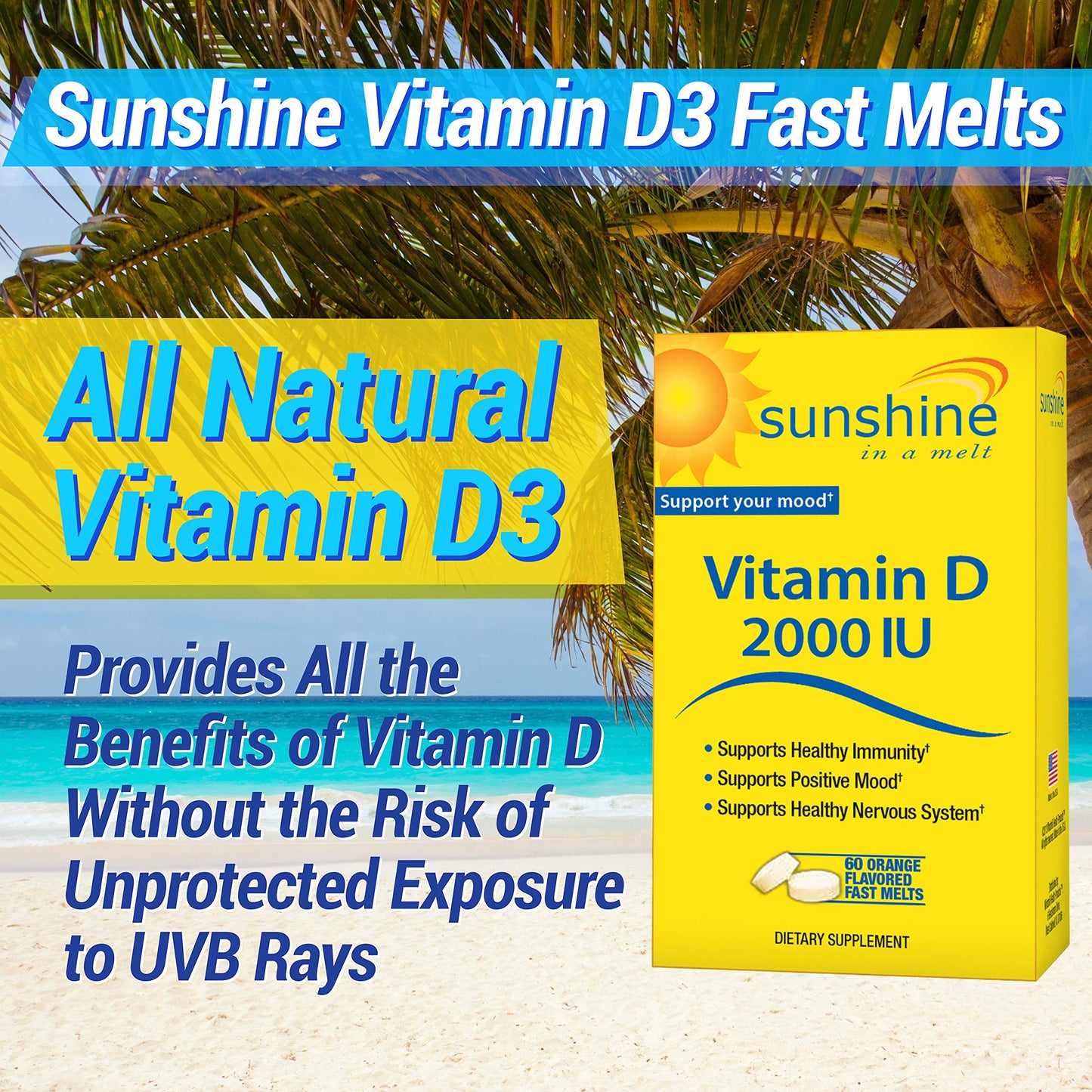 Suplemento Vitamina D Sunshine al frente