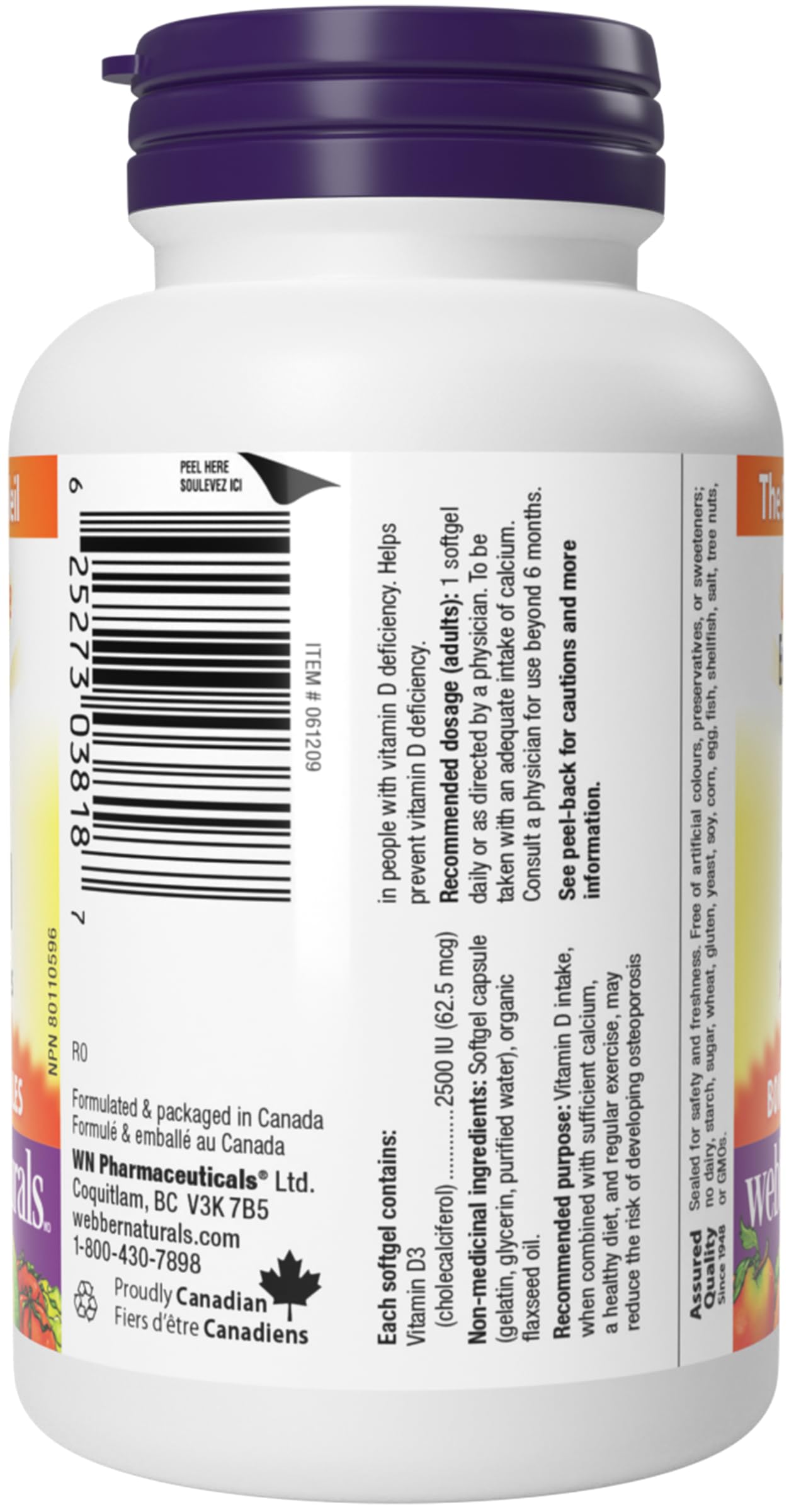 Suplemento de vitamina d3 2500 iu 180 cápsulas