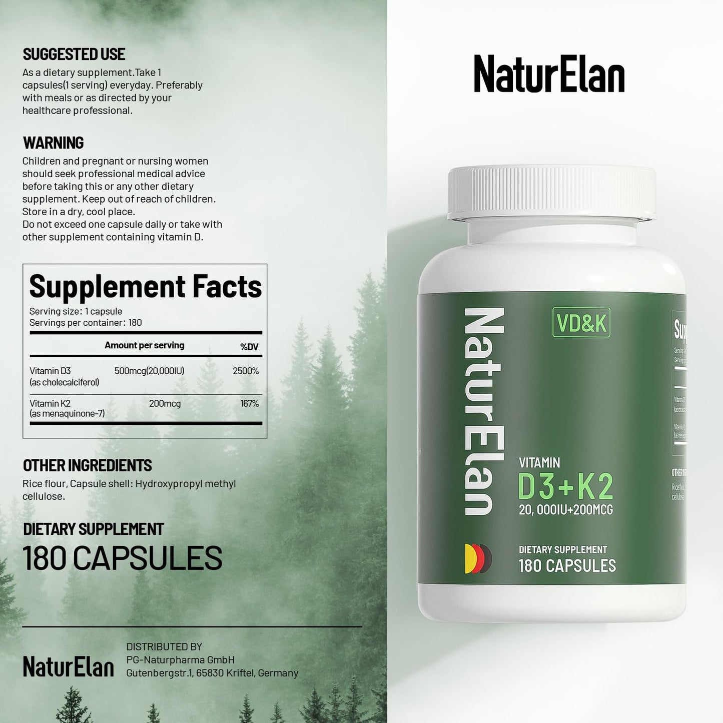 Suplemento de vitamina D3 K2 y magnesio con certificado cGMP