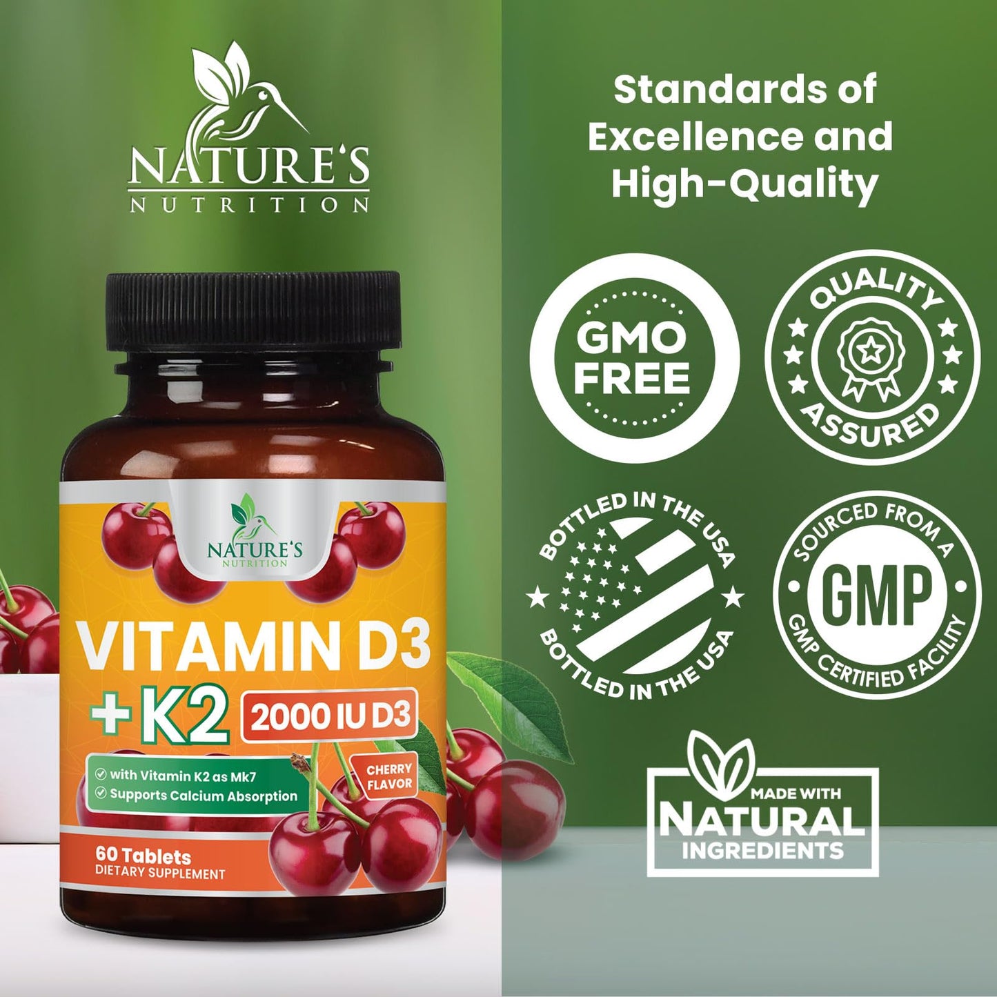 Suplemento vitamina D3 K2 masticable para adultos y niños