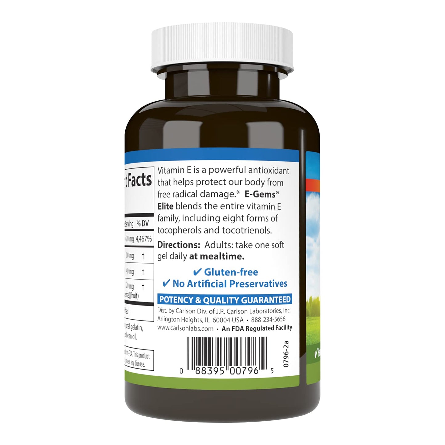 Suplemento vitamina E natural Carlson E-Gems Elite 60 cápsulas