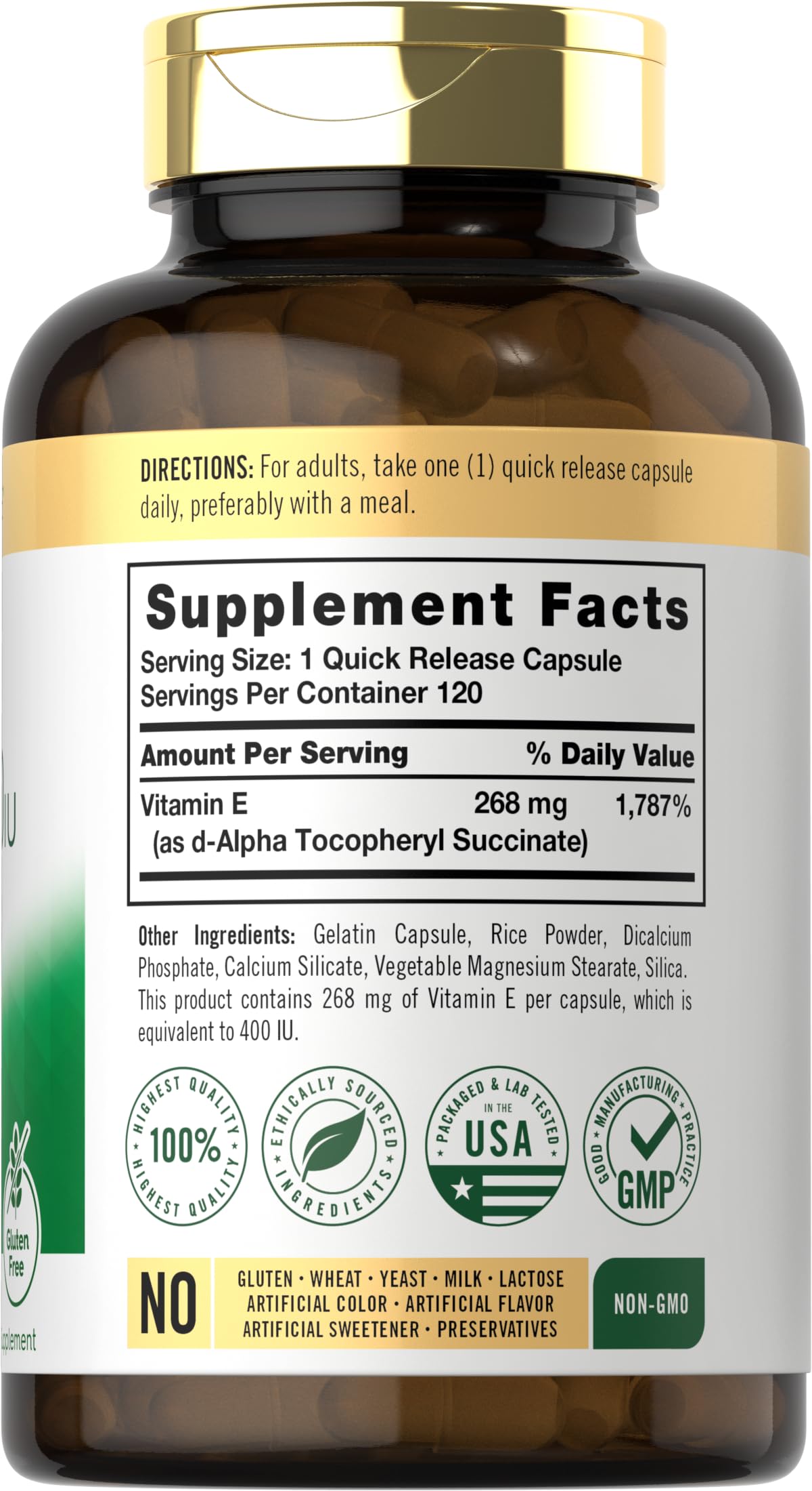 Suplemento vitamina e carlyle alta potencia 120 cápsulas