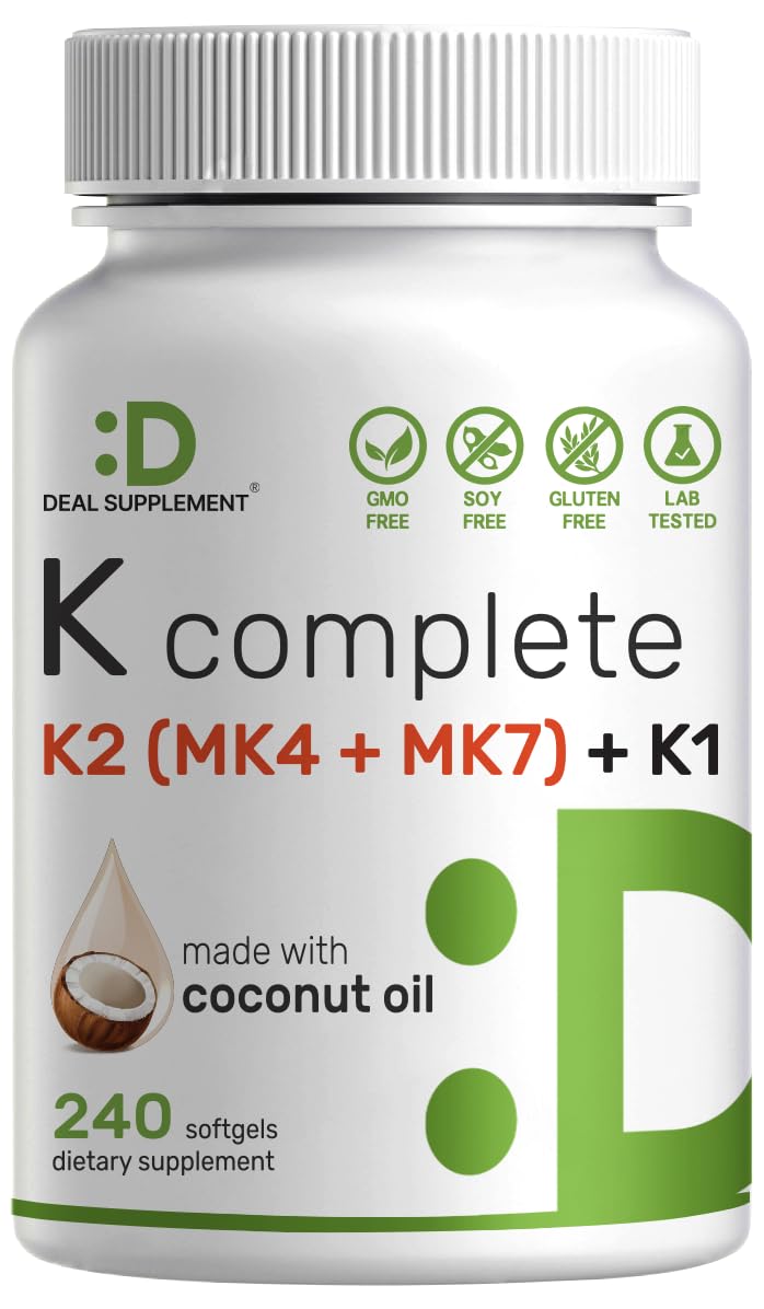 Suplemento de vitamina K Premium con 240 cápsulas.