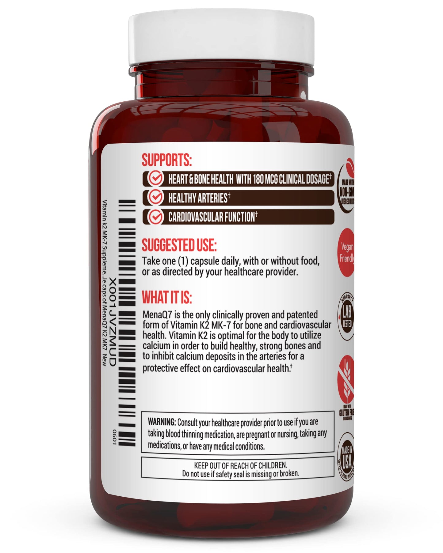 Suplemento vitamina k2 mk7 para función cardiovascular