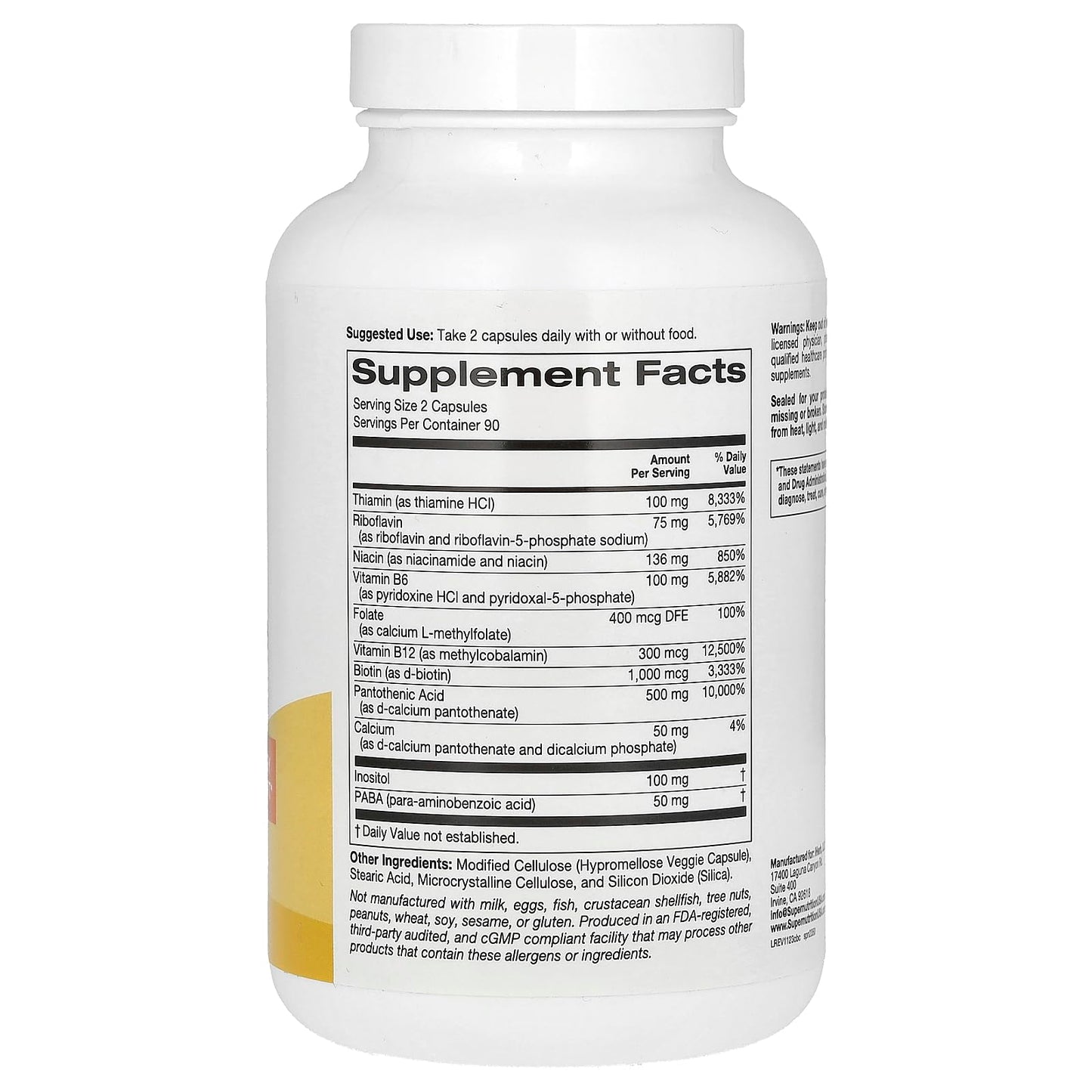 Suplemento vitaminas B6 B12 Super Nutrition