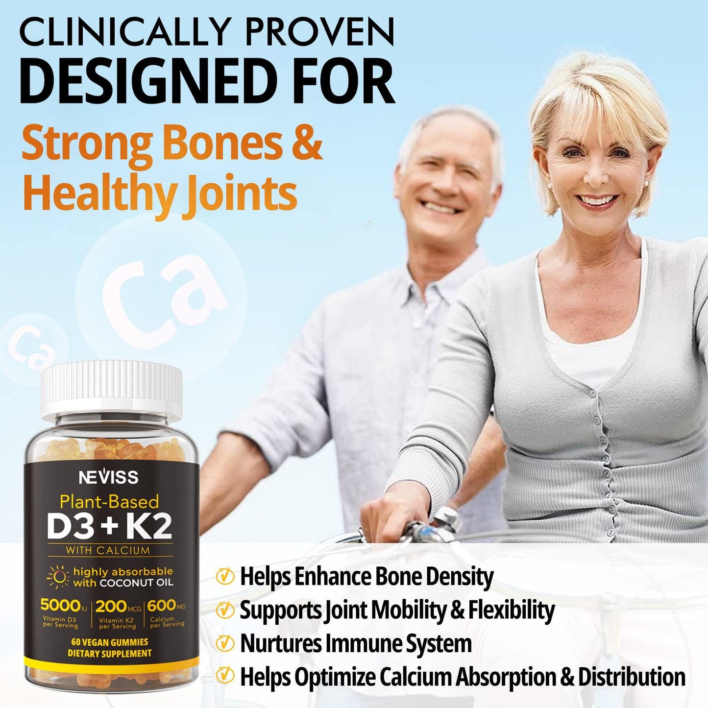 Suplemento vitaminas d3 k2 calcio absorción alta