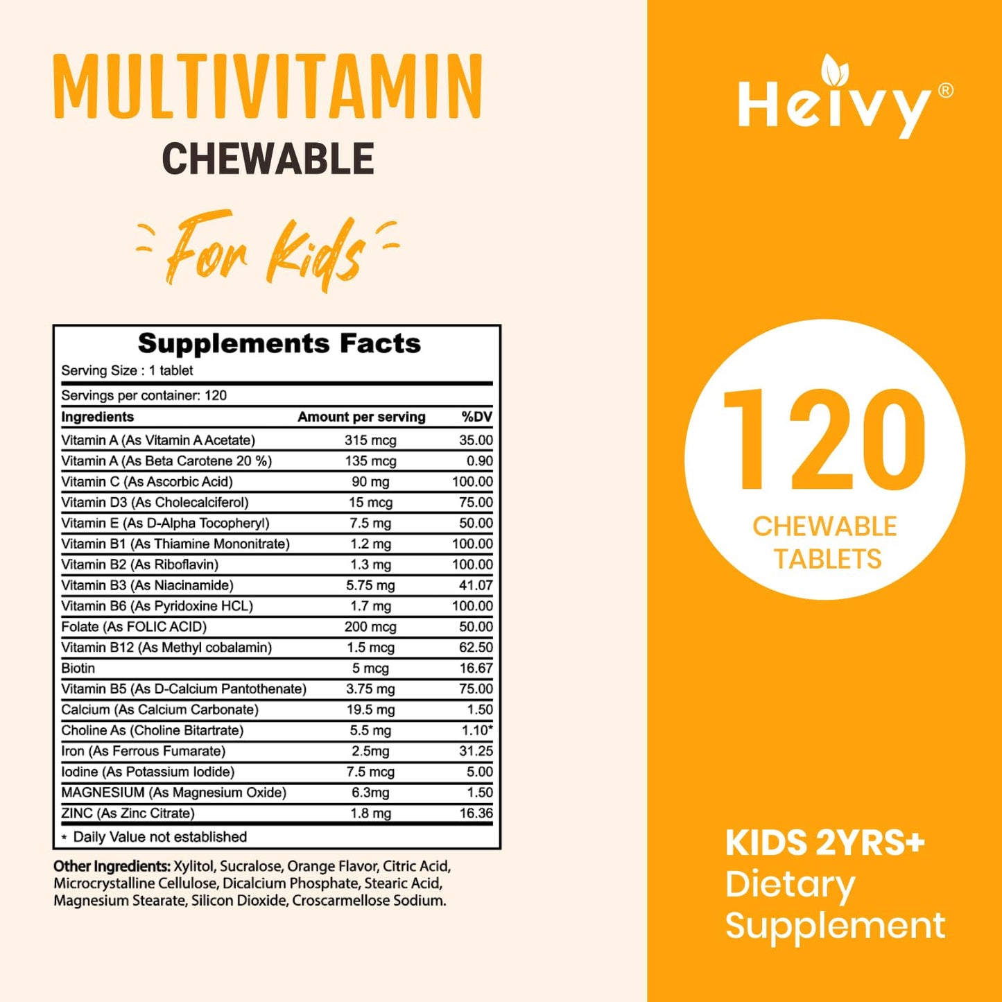 Suplemento con vitaminas esenciales para niños Heivy