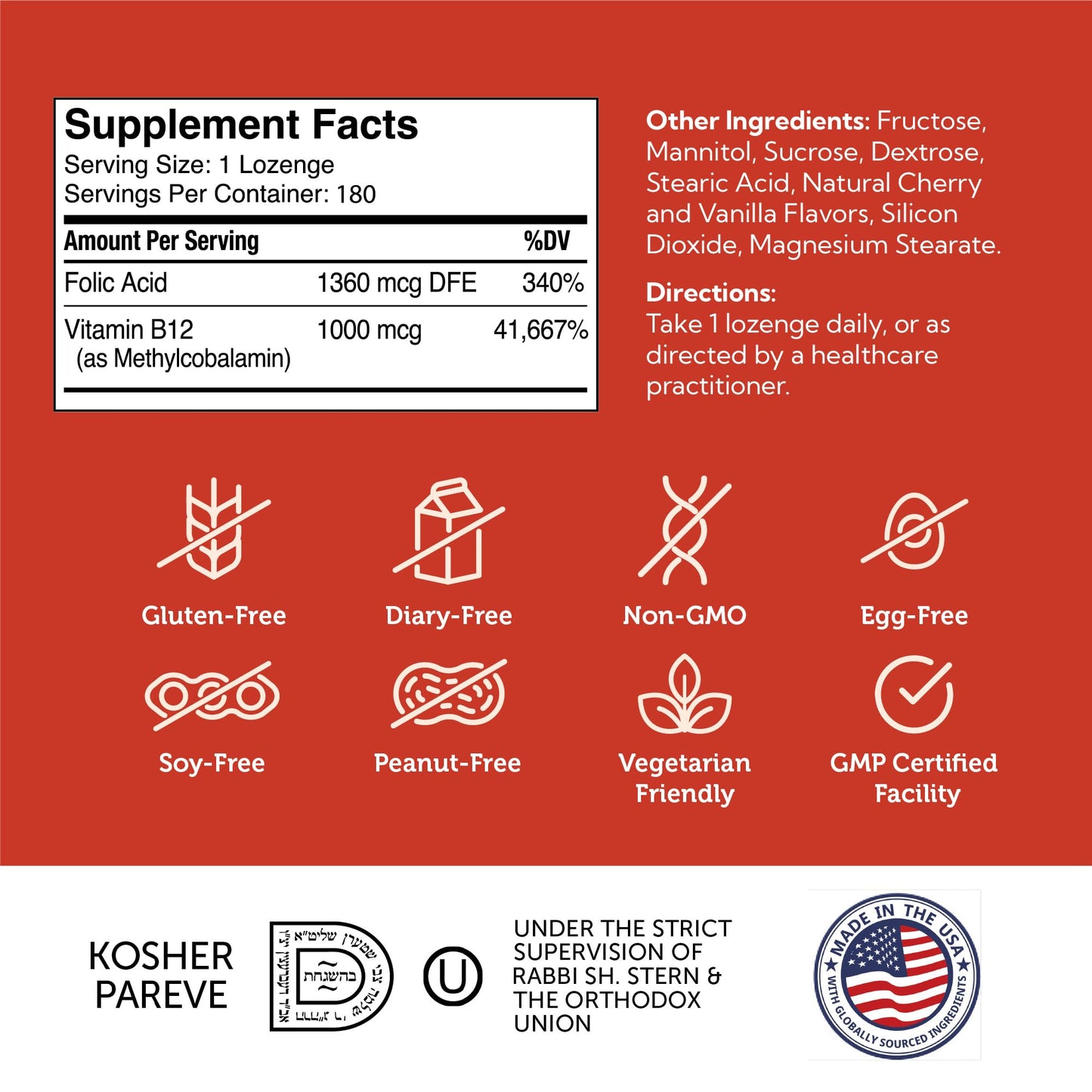 Suplemento vitamínico B12 5000 mcg con sabor cereza Zahler