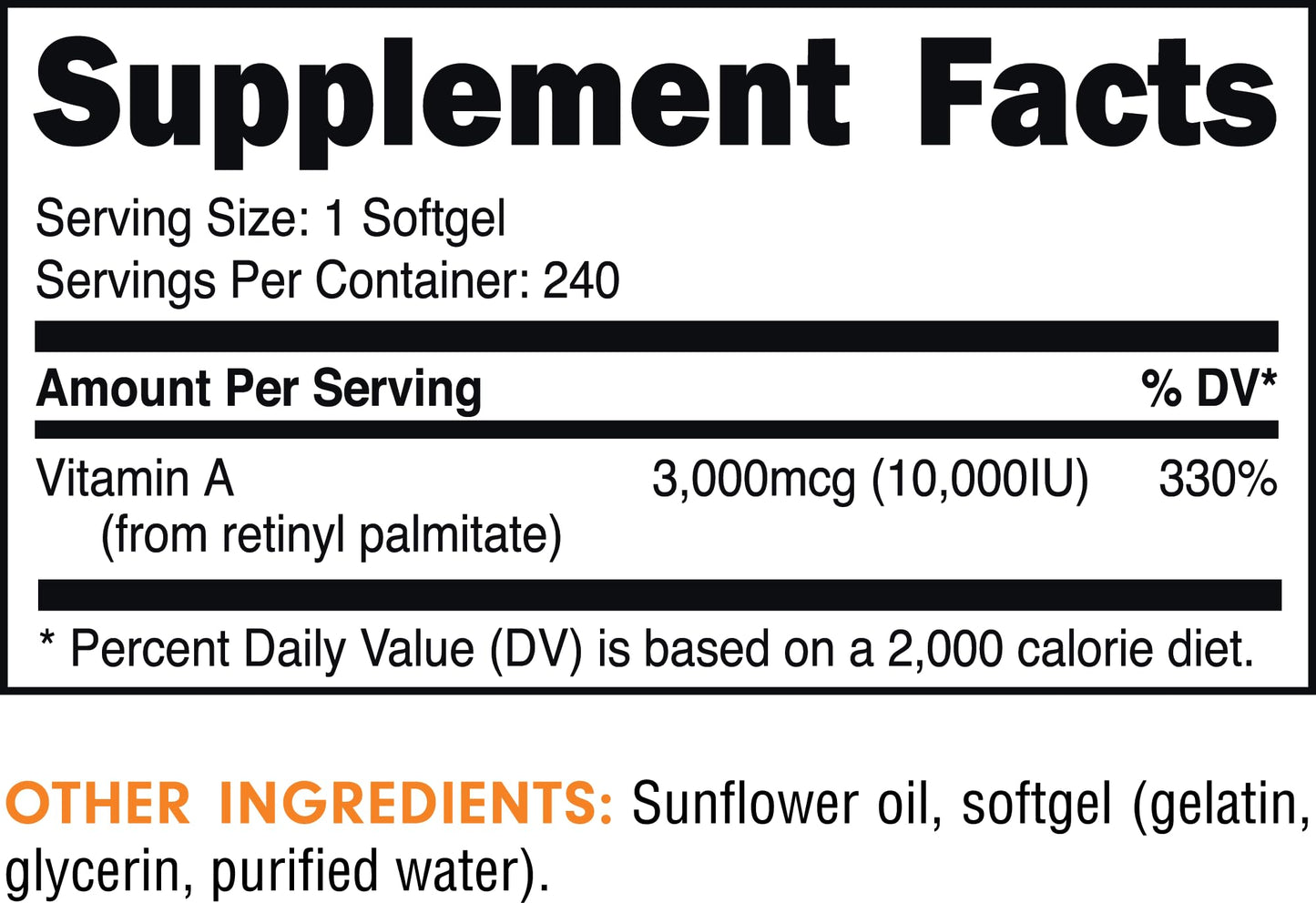 Suplemento vitamínico Bucked Up vitamin A 240 cápsulas