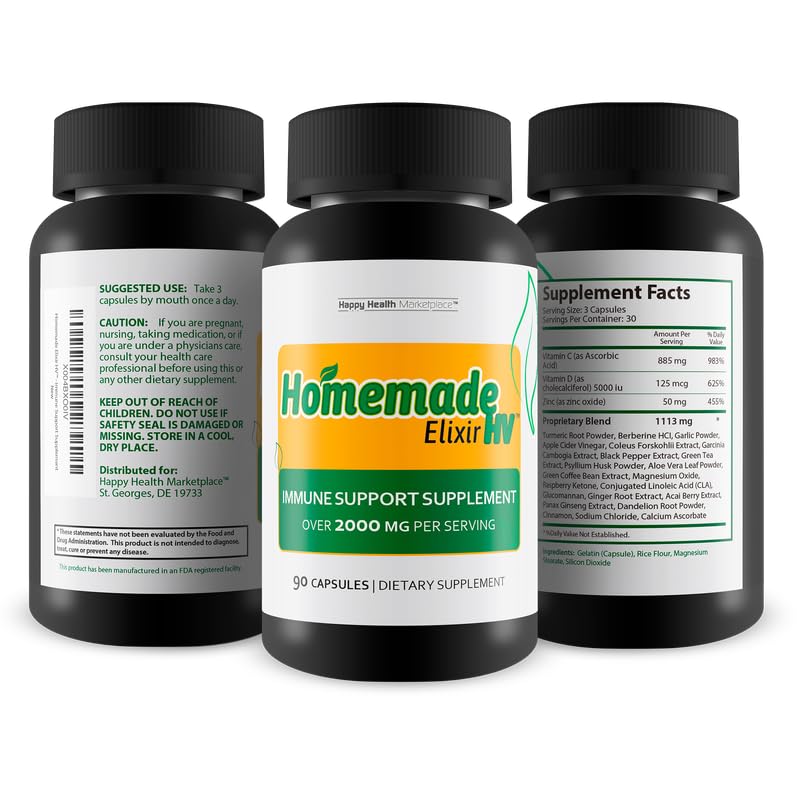 Suplemento vitaminico herbal con ajo, cúrcuma, jengibre y canela