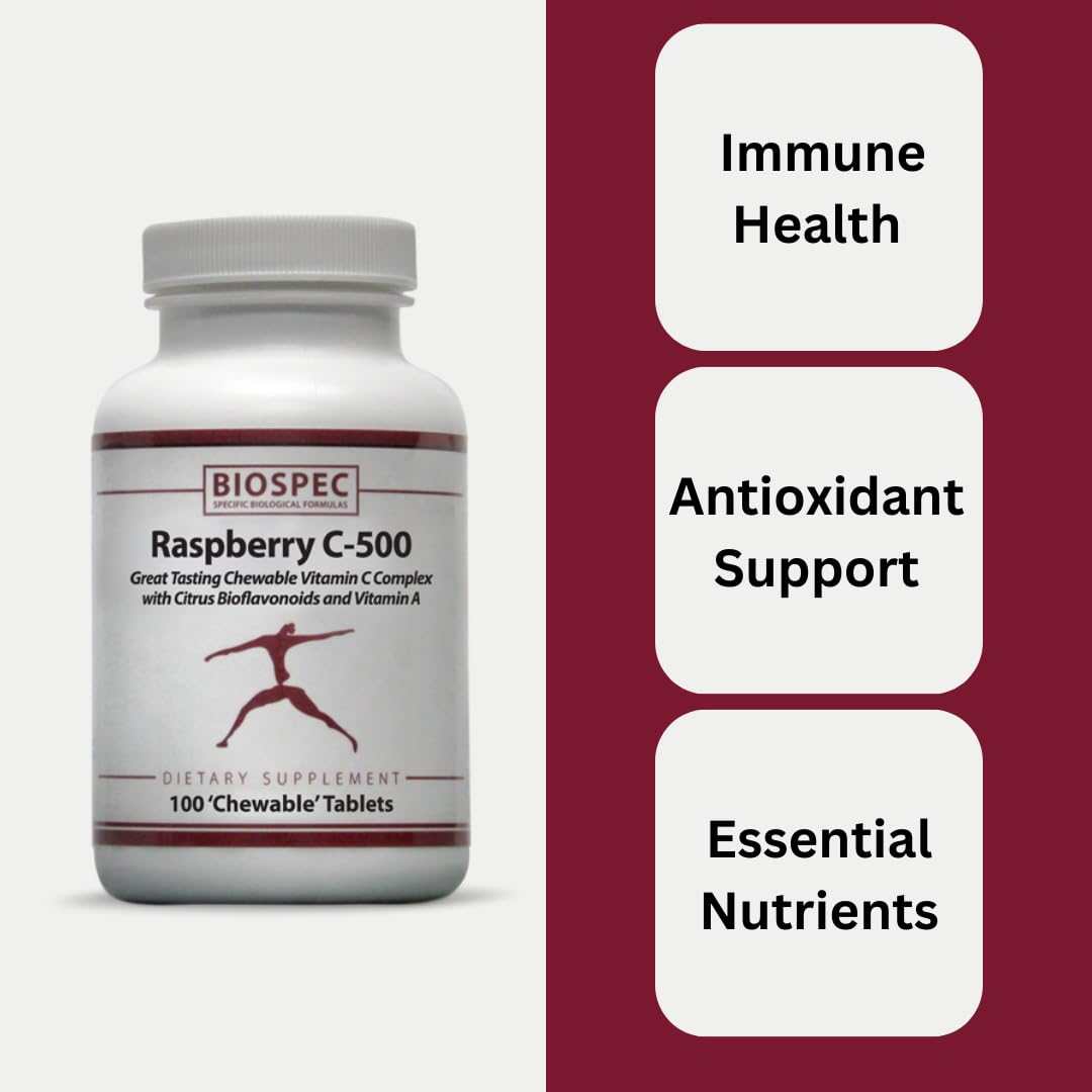 Suplemento vitamínico Raspberry C-500 con calidad BioSpec USA
