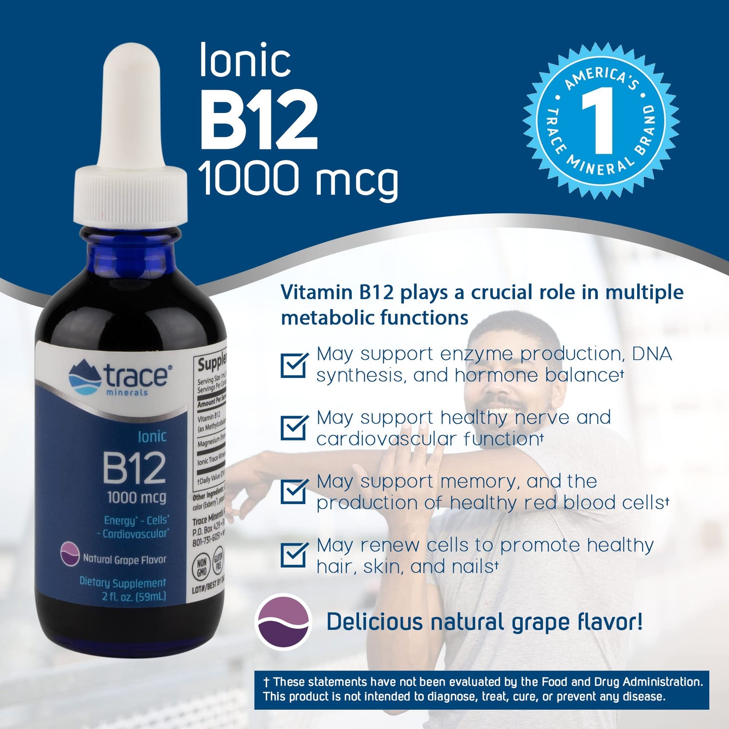 Suplemento vitamínico trace minerals b12 iónica