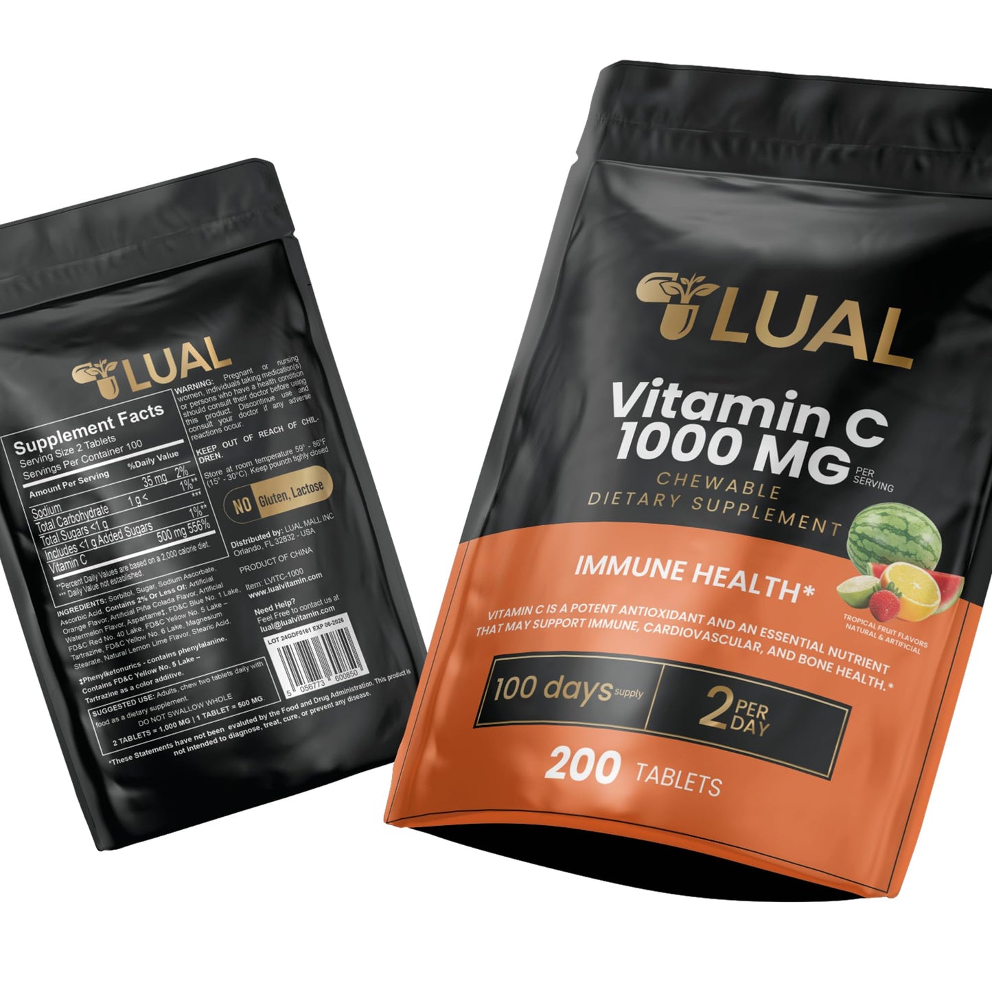 Suplemento vitaminico vitamina c 1000mg LUAL tabletas masticables
