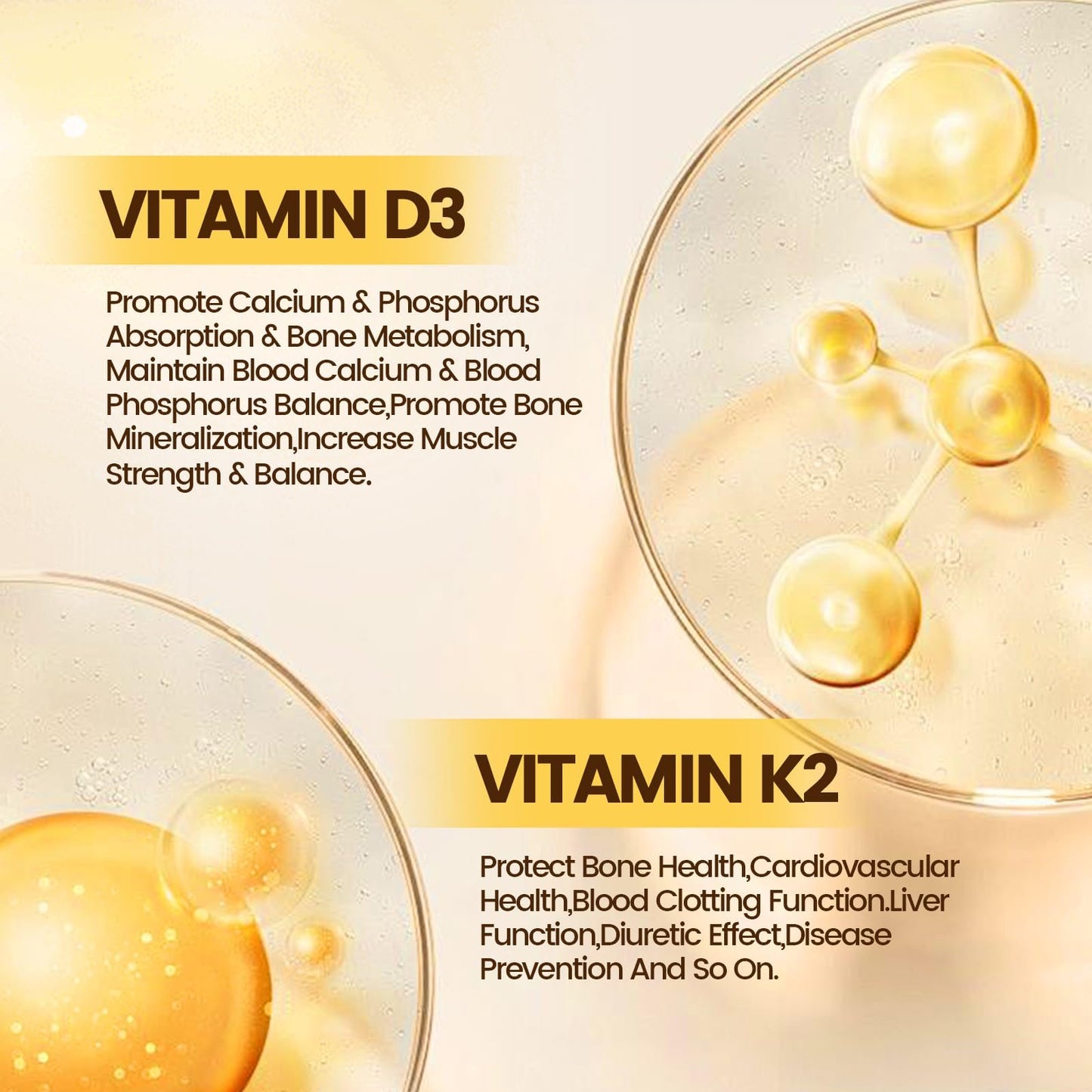 Suplemento VivoNu Vitamina D3 K2 apoyo salud ósea e inmune