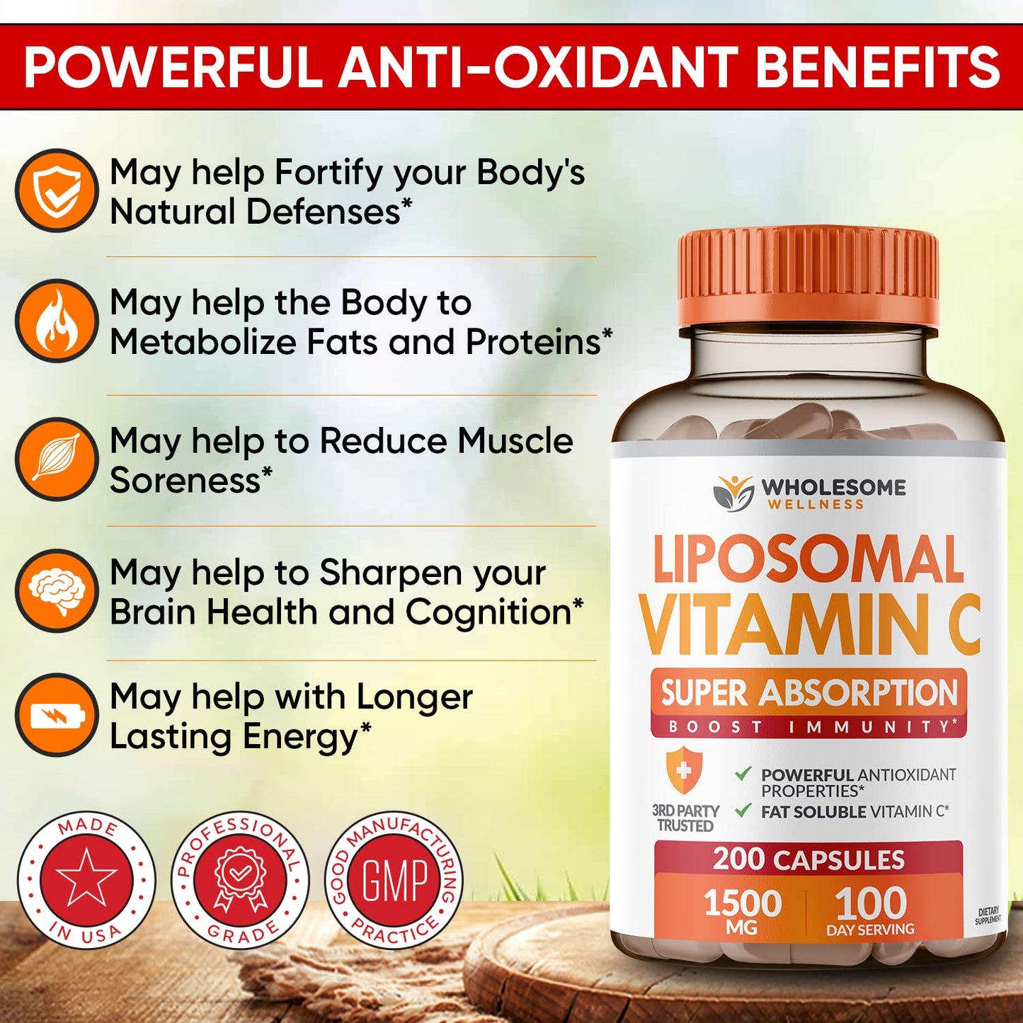Suplemento Wholesome Wellness combinación probióticos y vitamina c