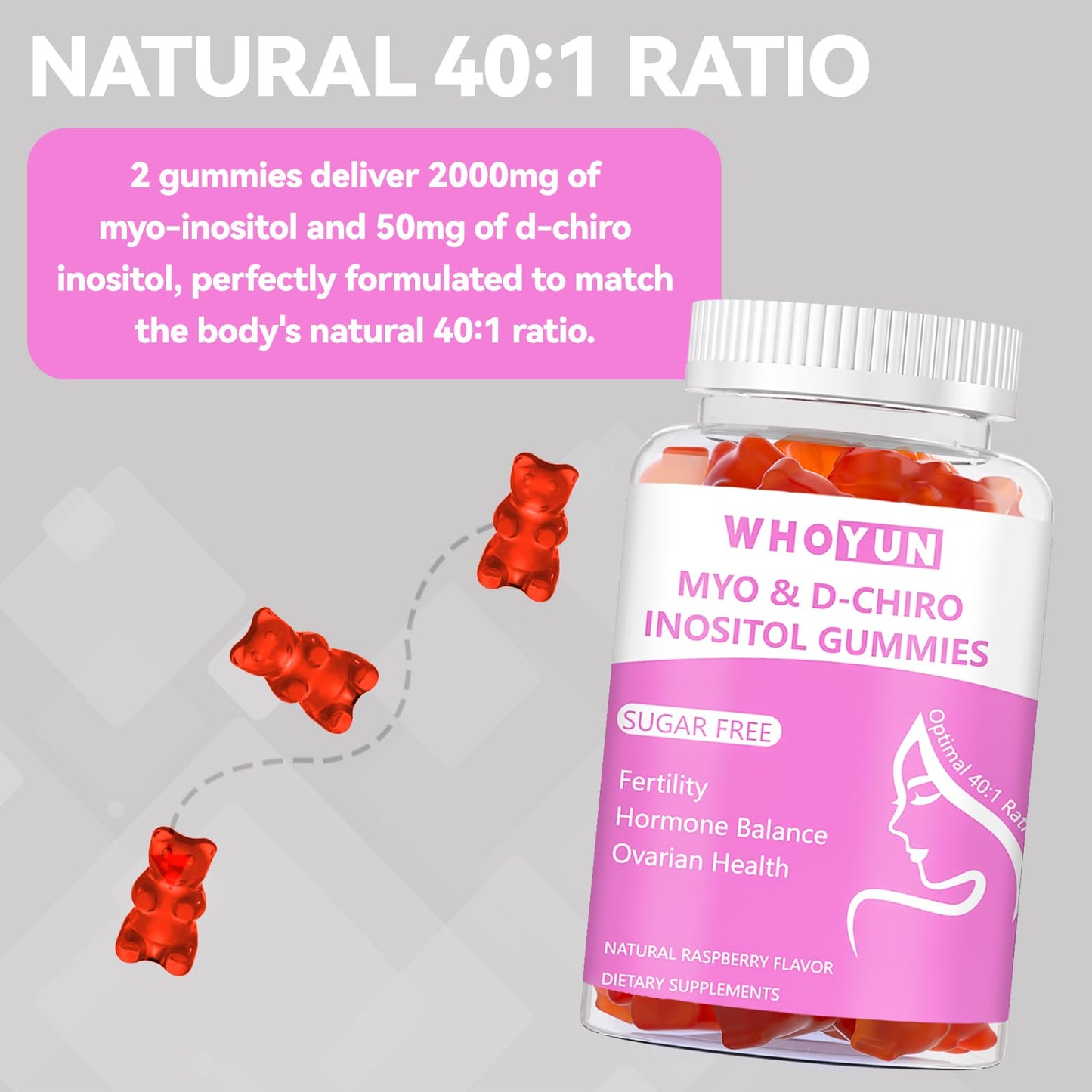 Suplemento Whoyun inositol 40:1 para equilibrio hormonal femenino