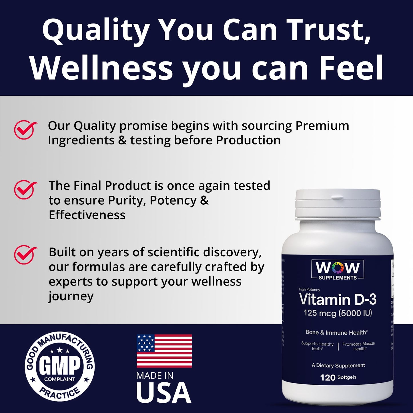 Suplemento wow d3 5000 ui softgels alta absorción