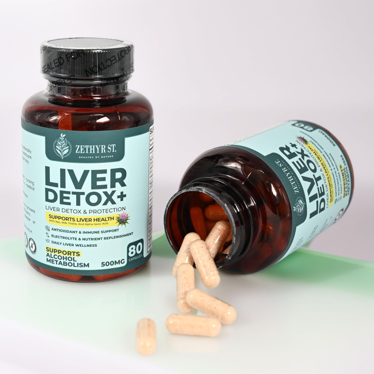 Suplemento ZETHYR STREET con ingredientes para salud hepática