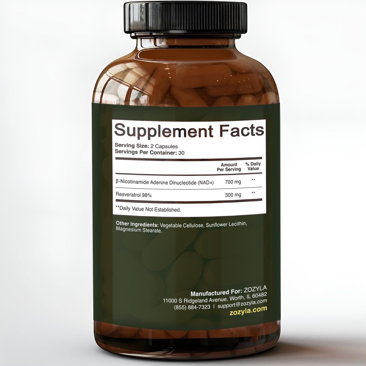Suplemento ZOZYLA ZozylaNAD+ sin gluten y vegano