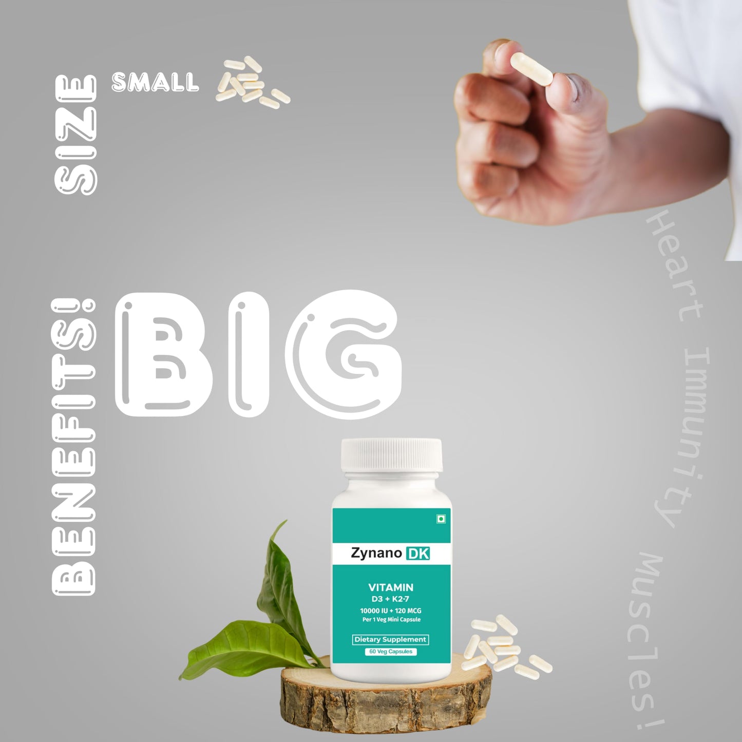 Suplemento Zinano cápsulas vegetales vitamina d3 k2 60