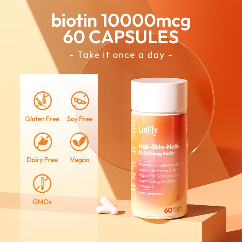 Suplementos naturales Biotina con Zinc y Vitamina C LOTFLY