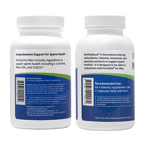 Suplementos FertilAid y MotilityBoost para fertilidad masculina