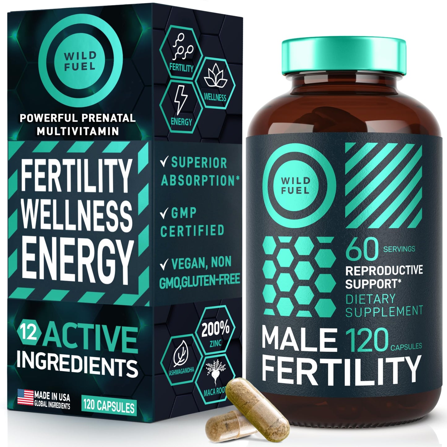Suplementos de fertilidad masculina WILD FUEL 120 cápsulas