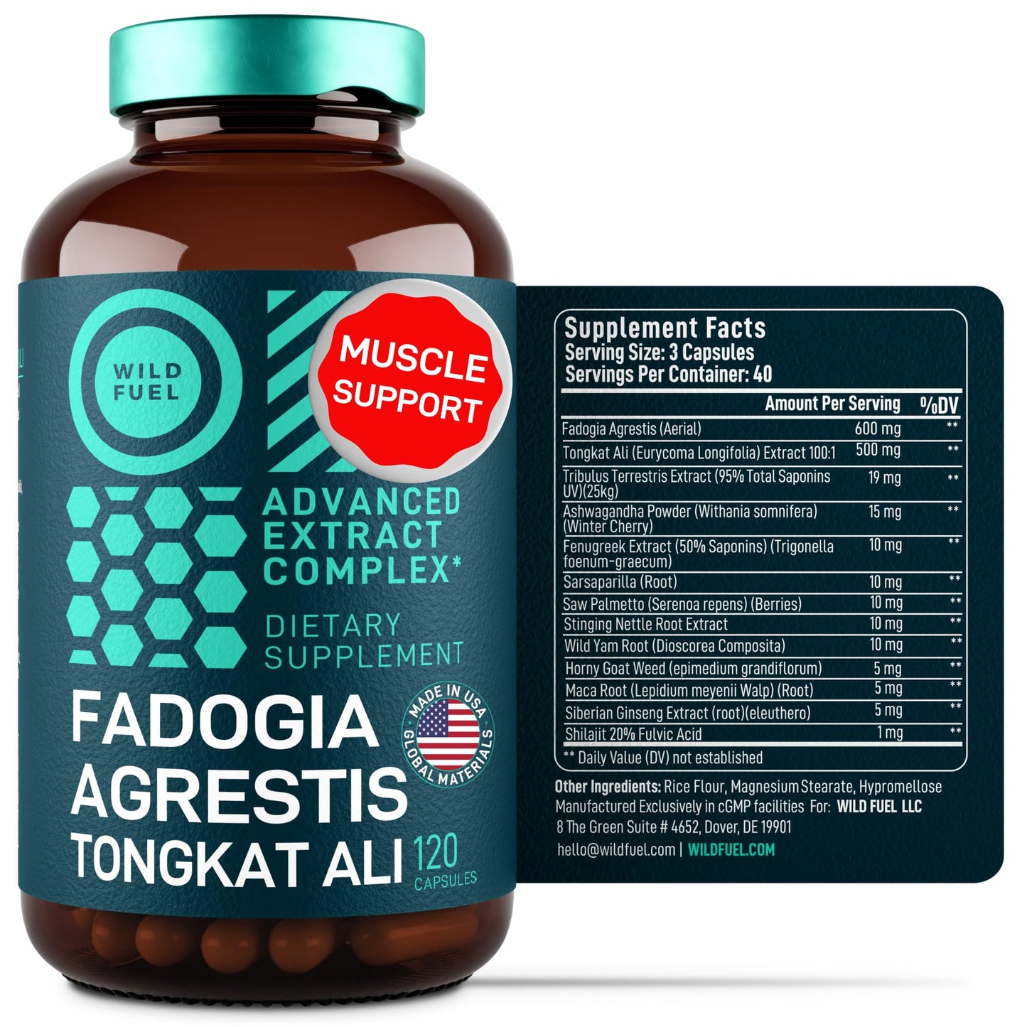 Suplementos masculinos natural WILD FUEL maca ashwagandha zinc