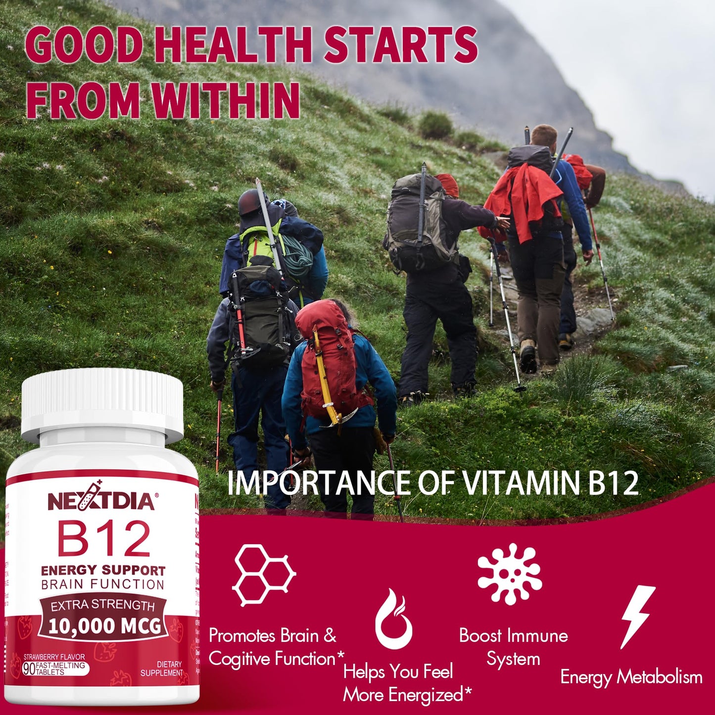 Suplementos Nextdia B12 10000 mcg y gomitas de hierro