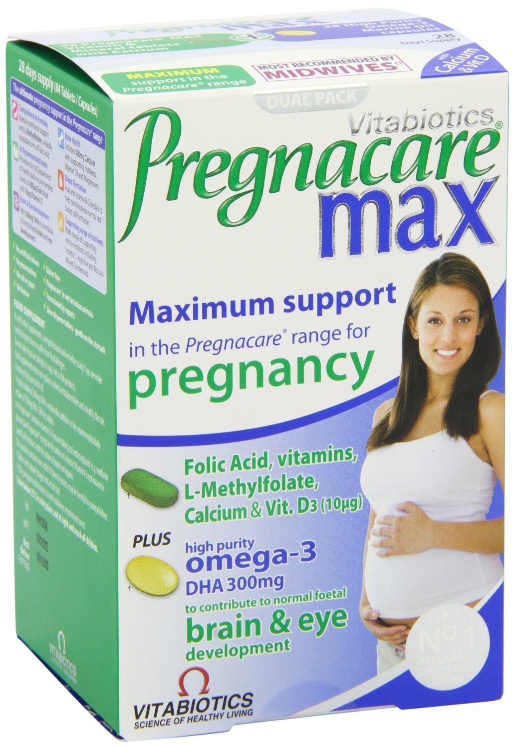 Paquete de suplementos Pregnacare Max para embarazo con DHA y vitaminas