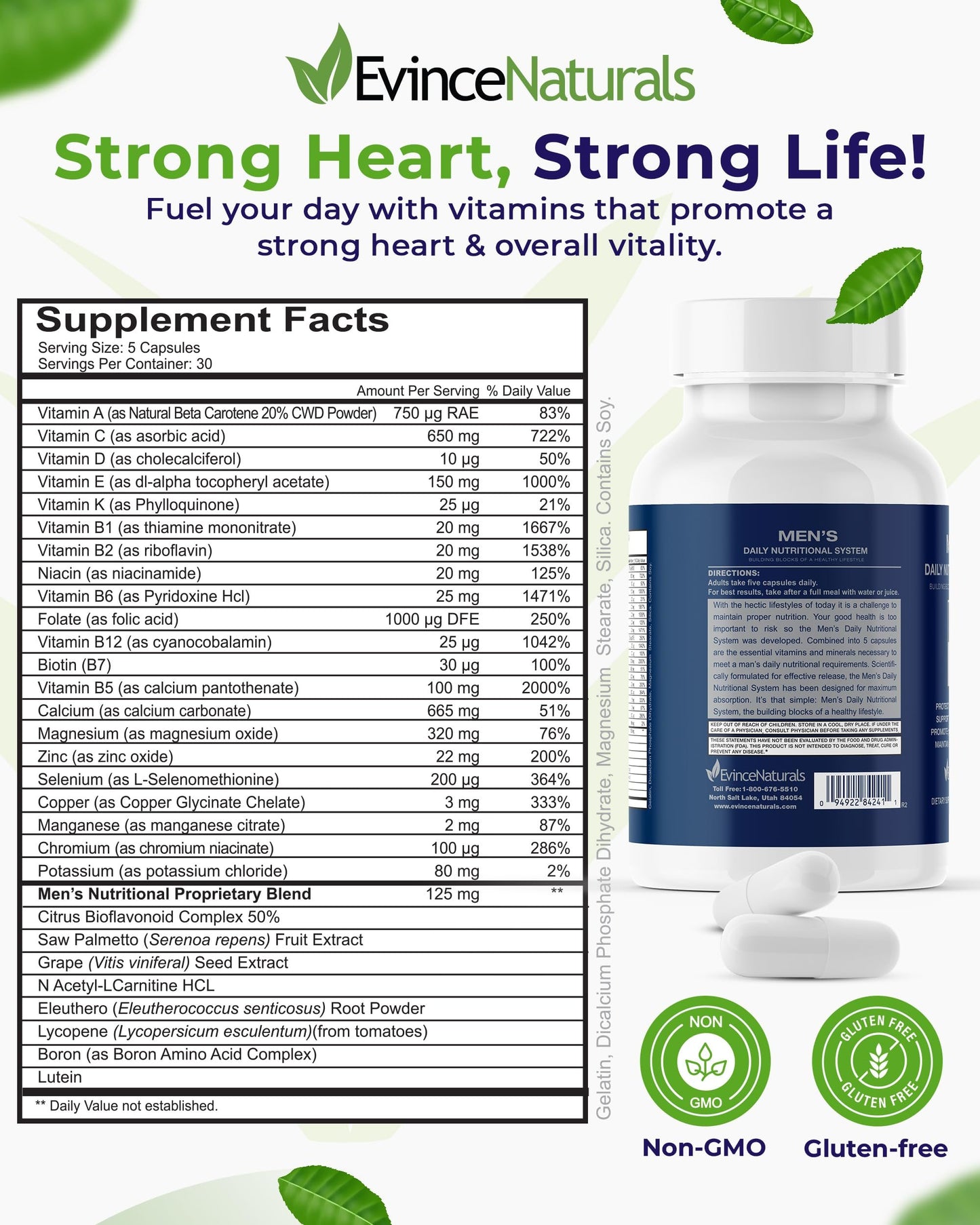 Suplementos para la salud del corazón y bienestar de los hombres.