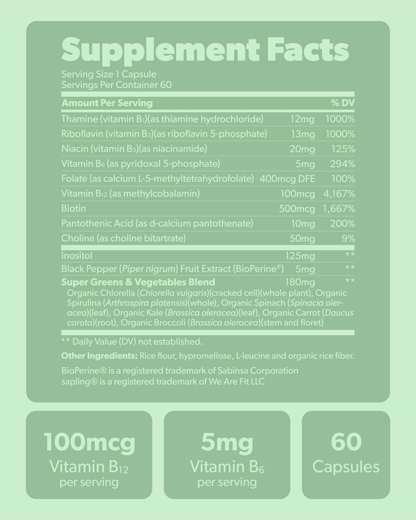 Suplementos veganos sapling para salud y metabolismo