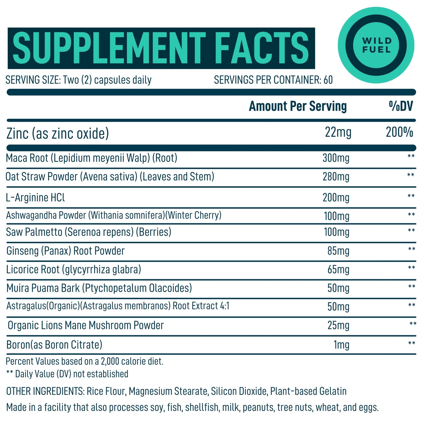 Suplementos WILD FUEL para salud y fertilidad hombres