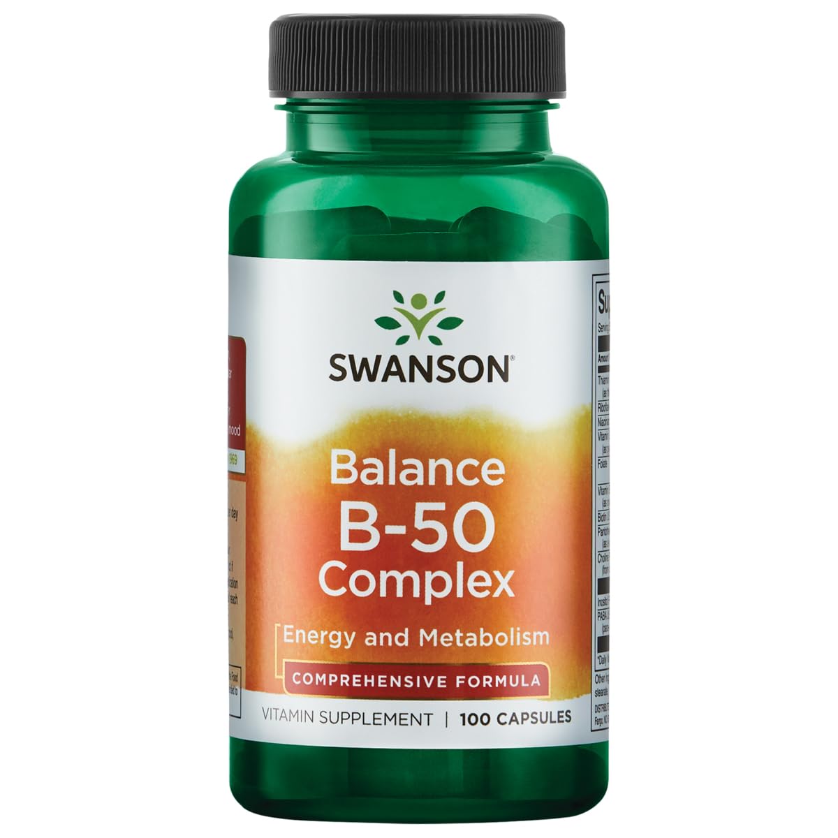 Swanson complejo B-50 suplemento vitaminas energía envase